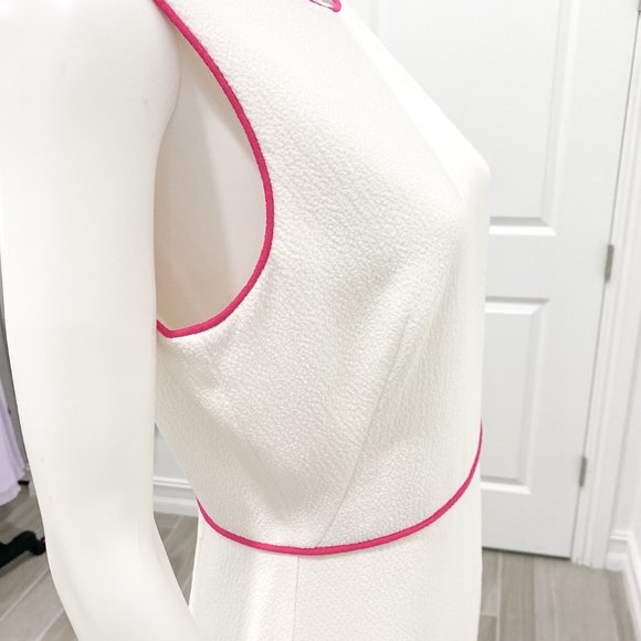 Black Halo Puma Sleeveless Sheath Dress Pebble Crepe White Sugar/Pink Size 8 - Picture 5 of 16